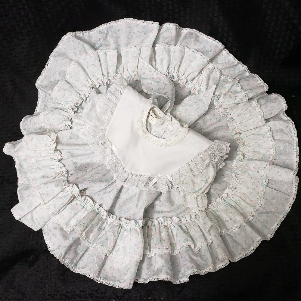 Mini World Circle Dress 6 month Baby Pageant Pastel Ditsy Floral Ruffle Vintage